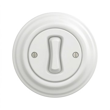 Kliklap - Retro eenpolige schakelaar met frame nr. 1, sneeuwwit