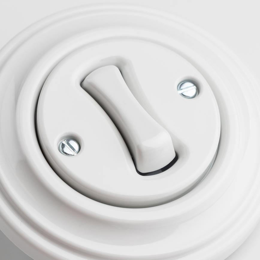 Kliklap - Retro eenpolige schakelaar met frame nr. 1, sneeuwwit