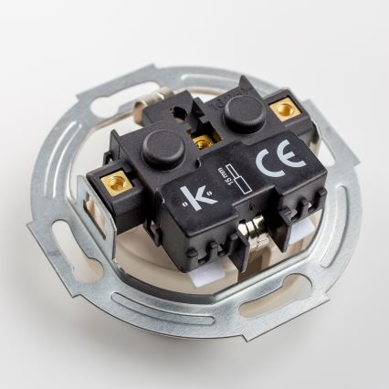Kliklap - Retro eenpolige schakelaar nr. 1 en SCHUKO-stopcontact 230 V met beige afdekraam