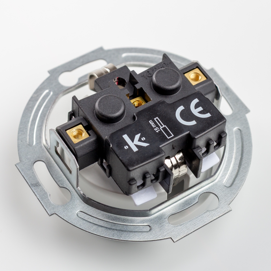 Kliklap - Retro eenpolige schakelaar nr. 1 en SCHUKO 230V stopcontact met keramisch frame, wit