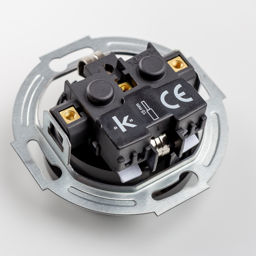 Kliklap - Retro eenpolige schakelaar nr. 1 en SCHUKO-stopcontact 230V met zwart afdekraam