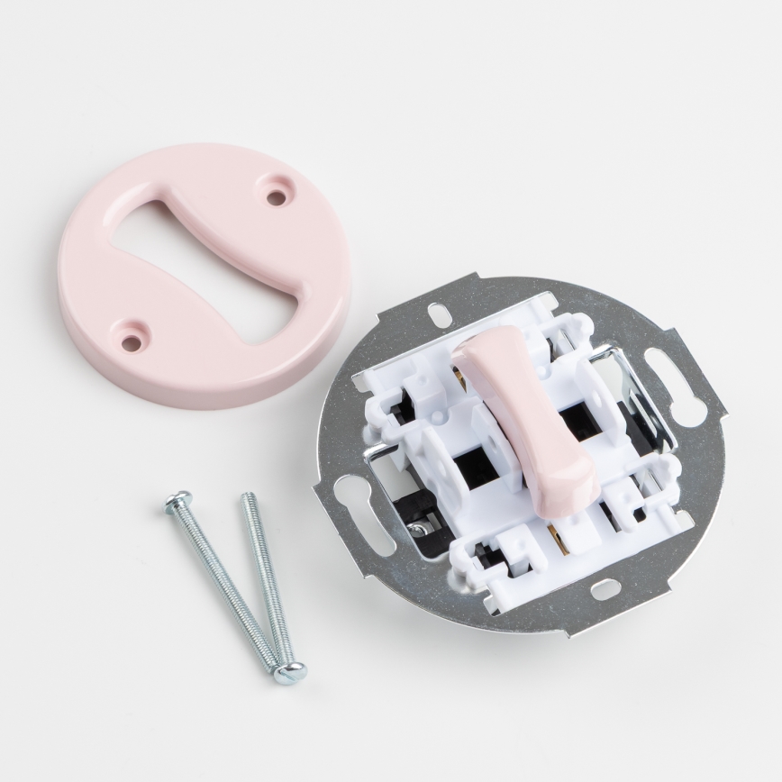 Kliklap - Retro eenpolige schakelaar zonder afdekraam nr. 1 oudroze