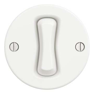 Kliklap - Retro eenpolige schakelaar zonder afdekraam nr. 1 sneeuwwit