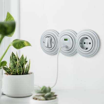 Kliklap - Retro eindstuk, keramisch wit