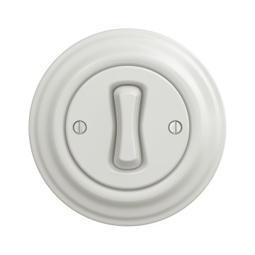 Kliklap - Retro enkelpolige schakelaar met frame nr. 1, keramisch wit