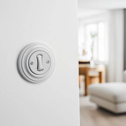 Kliklap - Retro enkelpolige schakelaar met frame nr. 1, keramisch wit