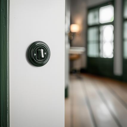 Kliklap - Retro groene dubbele drukknop met omlijsting