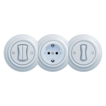 Kliklap - Retro huishoudelijk stopcontact zonder frame SCHUKO 230V/16A blauw