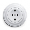 Kliklap - Retro huishoudelijke wandcontactdoos met frame, SCHUKO 230V/16A, sneeuwwit