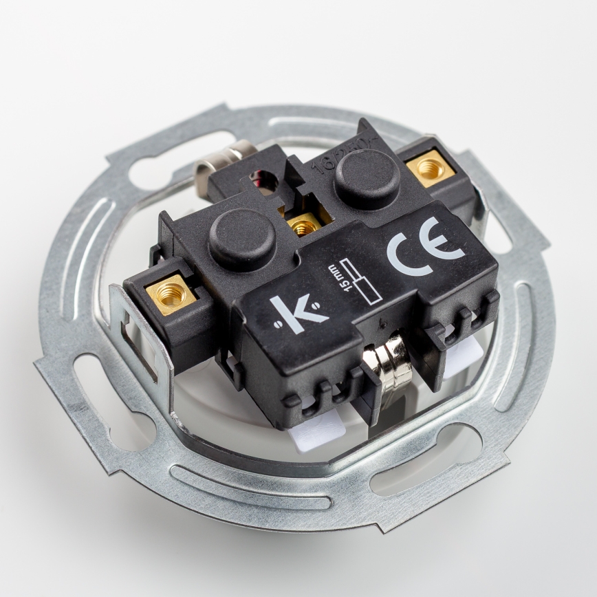 Kliklap - Retro huishoudelijke wandcontactdoos met frame, SCHUKO 230V/16A, sneeuwwit