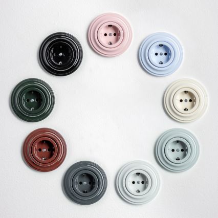 Kliklap - Retro huishoudelijke wandcontactdoos met frame, SCHUKO 230V/16A, sneeuwwit