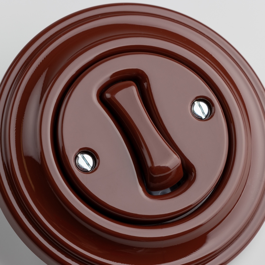 Kliklap - Retro-knop met omlijsting, bruin