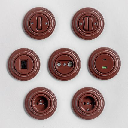 Kliklap - Retro-knop met omlijsting, bruin