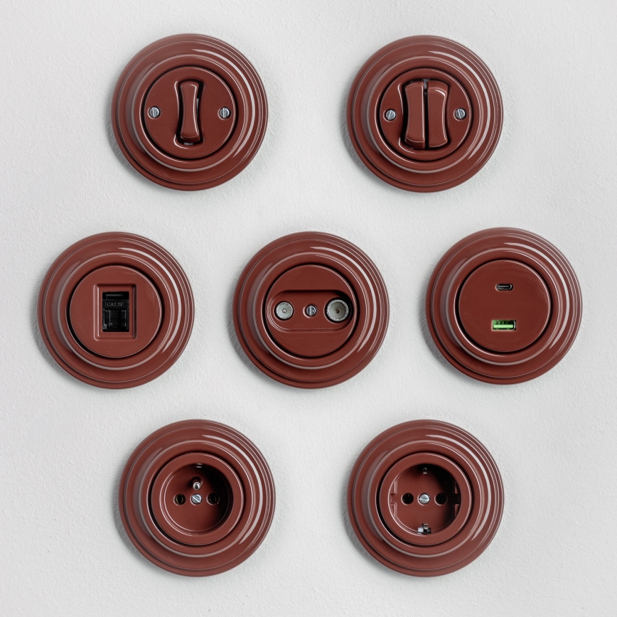 Kliklap - Retro-knop met omlijsting, bruin