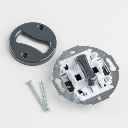 Kliklap - Retro kruisschakelaar met afdekraam nr. 7 antraciet