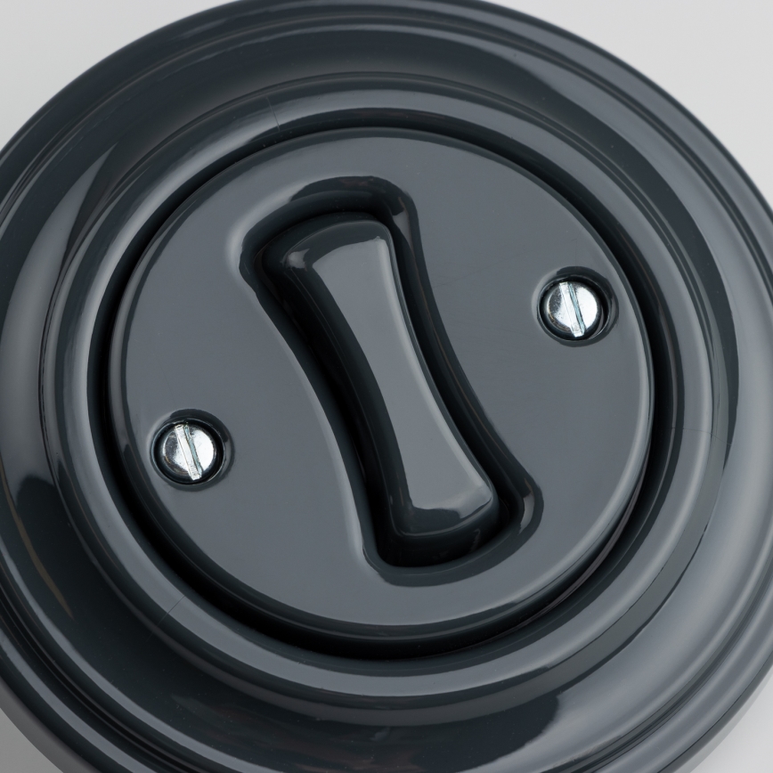 Kliklap - Retro kruisschakelaar met afdekraam nr. 7 antraciet