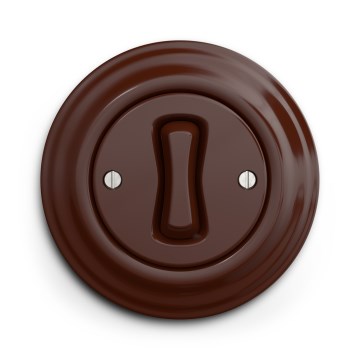 Kliklap - Retro kruisschakelaar met afdekraam nr. 7 bruin