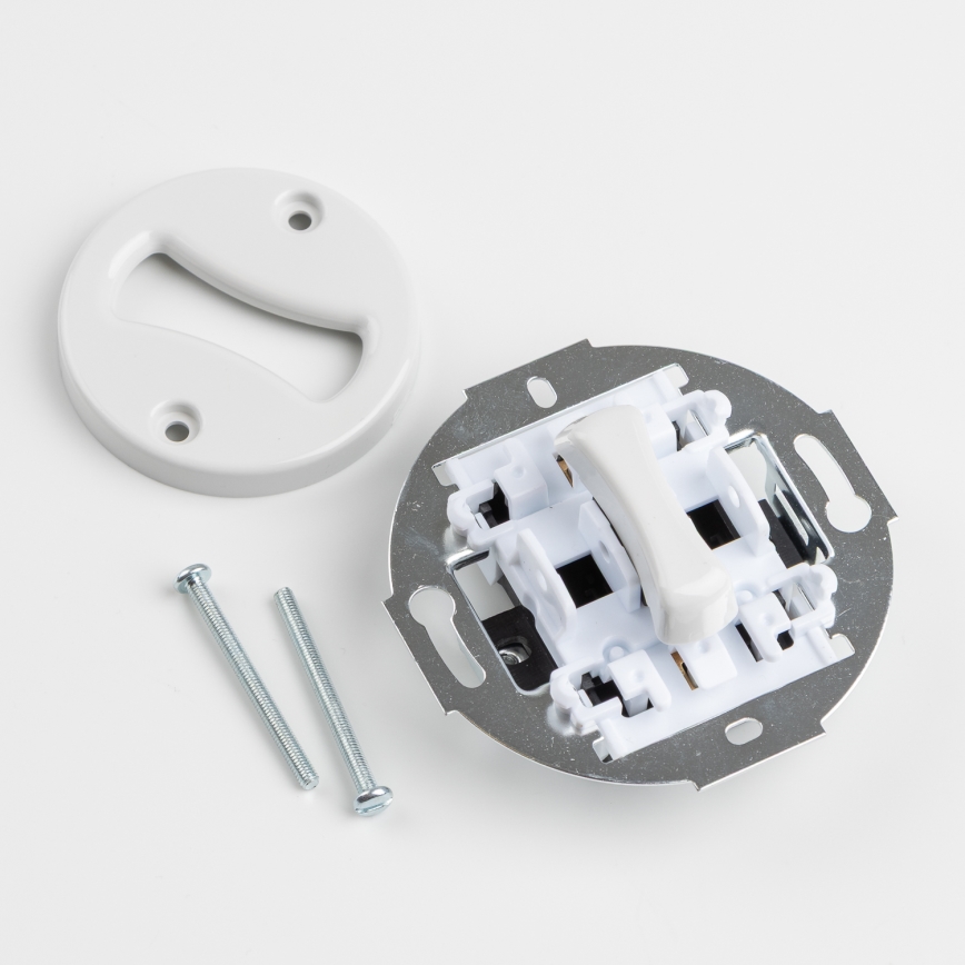 Kliklap - Retro kruisschakelaar met frame nr. 7, sneeuwwit