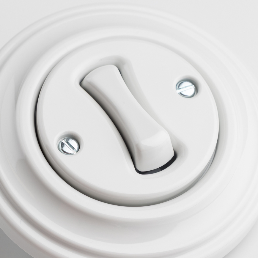 Kliklap - Retro kruisschakelaar met frame nr. 7, sneeuwwit