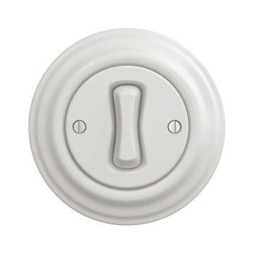 Kliklap - Retro kruisschakelaar met lijst nr. 7, keramisch wit