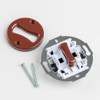 Kliklap - Retro kruisschakelaar met sierlijst nr. 7, bruin