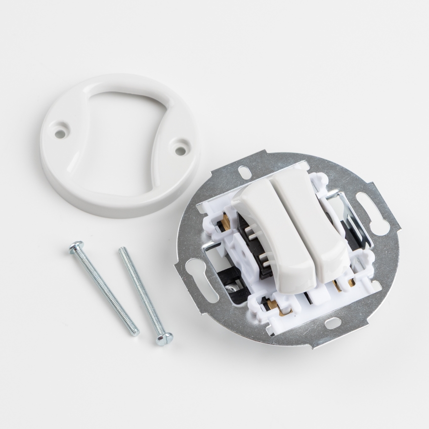 Kliklap - Retro meervoudige schakelaar met frame nr. 5, sneeuwwit