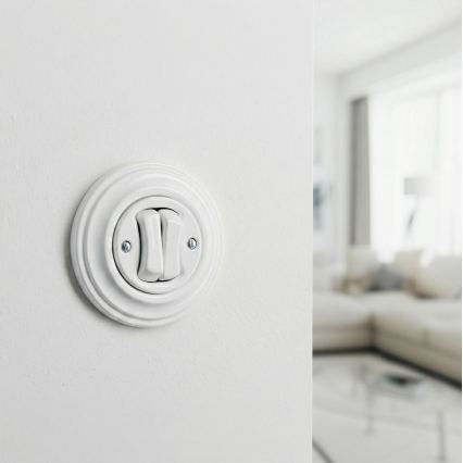 Kliklap - Retro meervoudige schakelaar met frame nr. 5, sneeuwwit