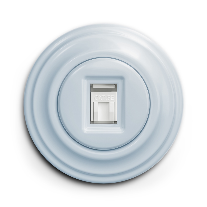 Kliklap - Retro netwerkaansluiting met omlijsting, blauw