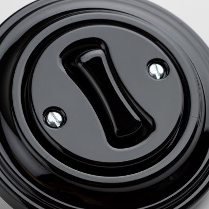 Kliklap - Retro-schakelaar voor trappenhuis met afdekraam nr. 6, zwart