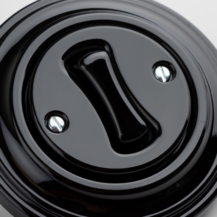 Kliklap - Retro-schakelaar voor trappenhuis met afdekraam nr. 6, zwart