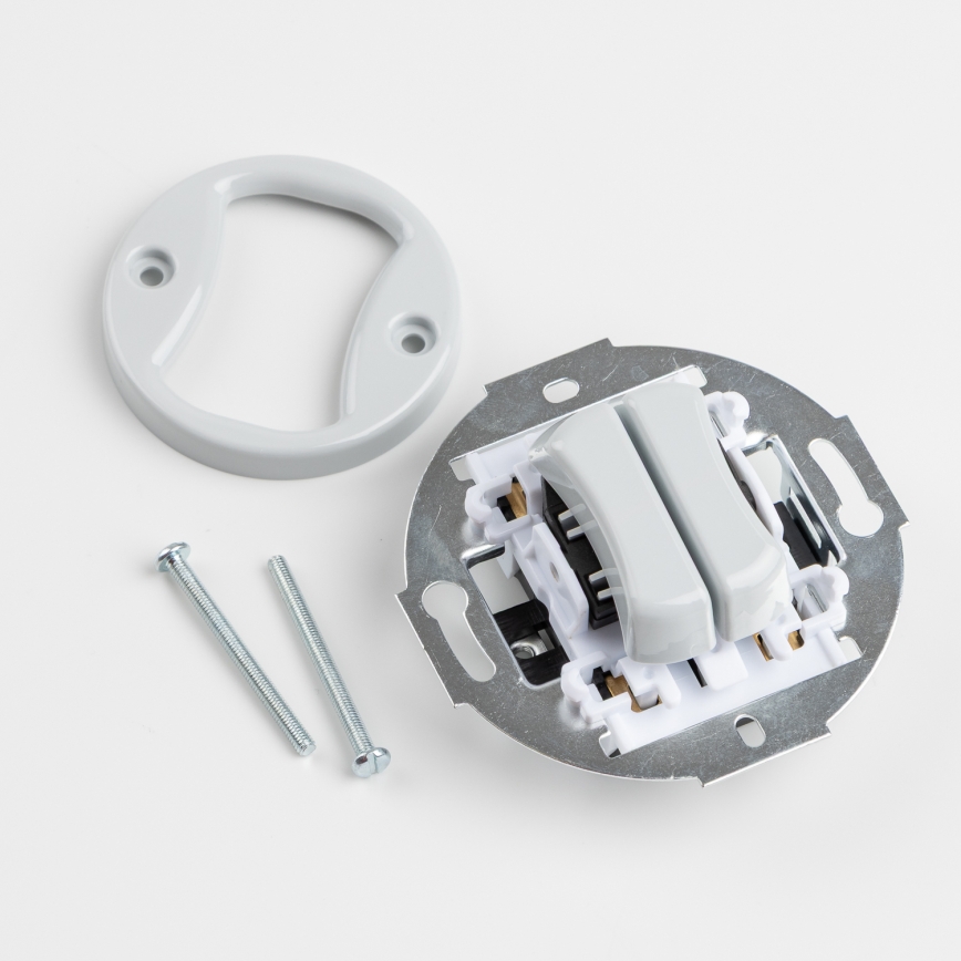 Kliklap - Retro seriële schakelaar met afdekraam nr. 5, grijs