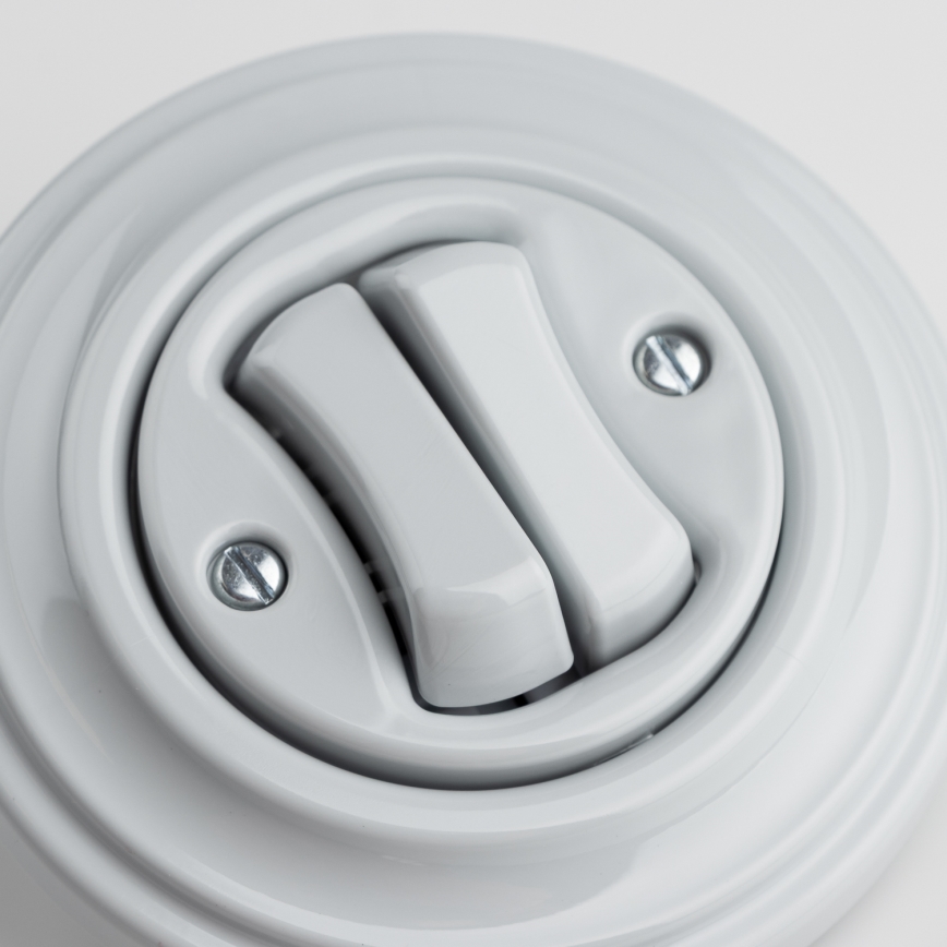 Kliklap - Retro seriële schakelaar met afdekraam nr. 5, grijs