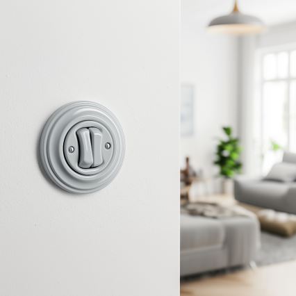 Kliklap - Retro seriële schakelaar met afdekraam nr. 5, grijs