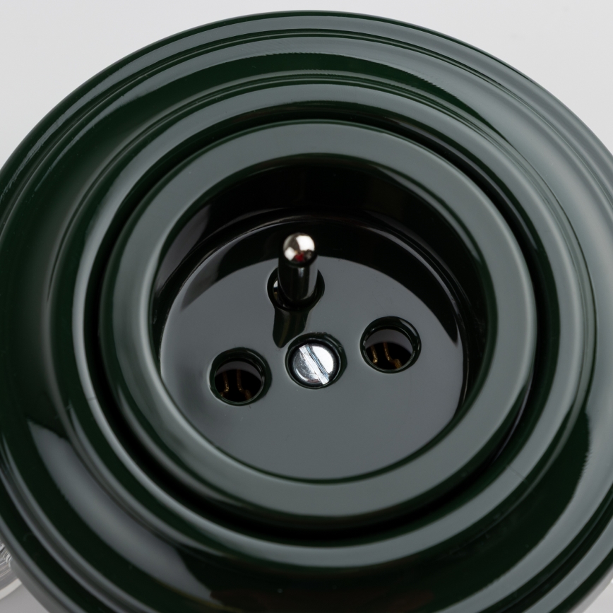 Kliklap - Retro stopcontact met afdekraam 230V groen