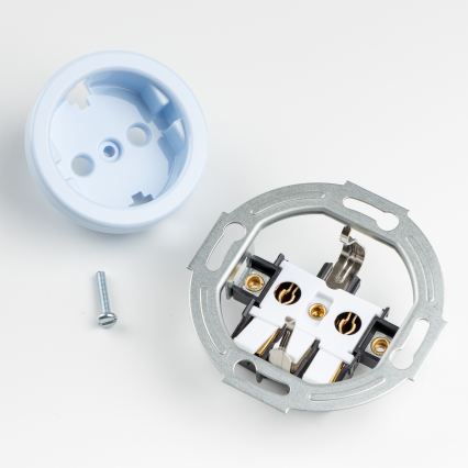 Kliklap - Retro stopcontact met afdekraam SCHUKO 230V/16A blauw
