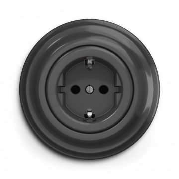 Kliklap - Retro stopcontact met frame SCHUKO 230V/16A antraciet