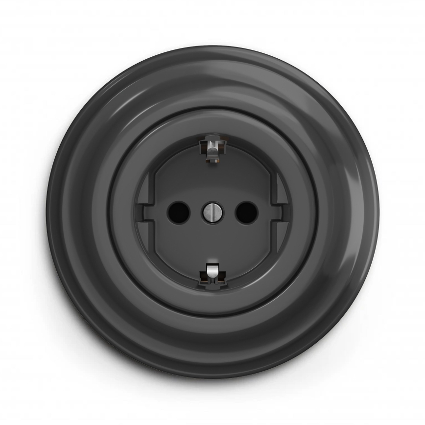 Kliklap - Retro stopcontact met frame SCHUKO 230V/16A antraciet