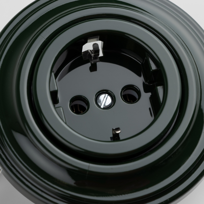Kliklap - Retro stopcontact met lijst (SCHUKO) 230 V/16 A, groen