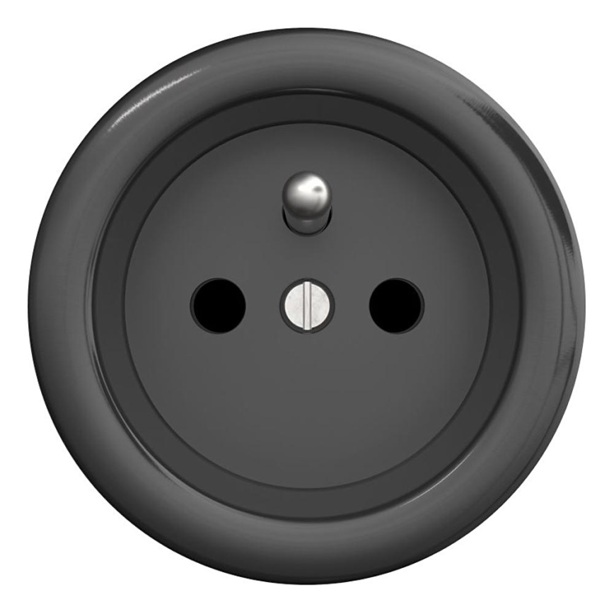 Kliklap - Retro stopcontact zonder afdekraam, 230 V, antraciet