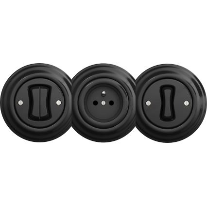 Kliklap - Retro stopcontact zonder afdekraam 230V zwart