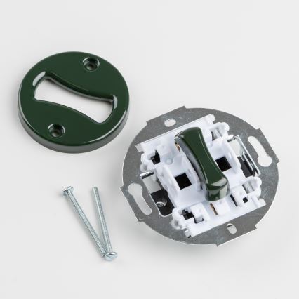 Kliklap - Retro trappenhuisschakelaar met afdekraam nr. 6, groen