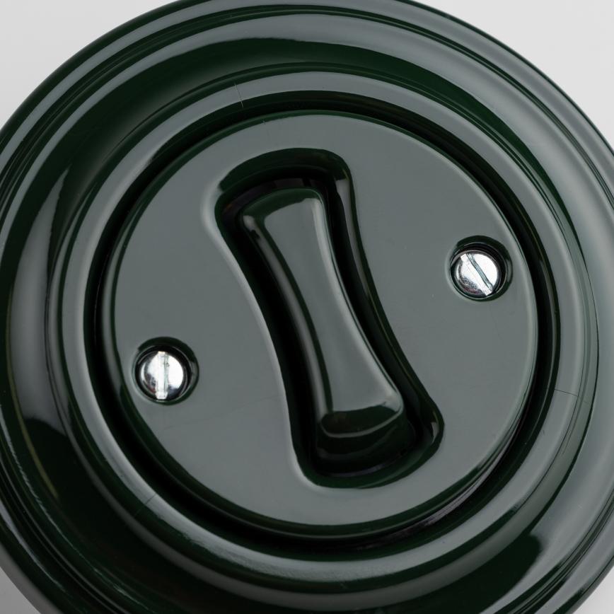 Kliklap - Retro trappenhuisschakelaar met afdekraam nr. 6, groen