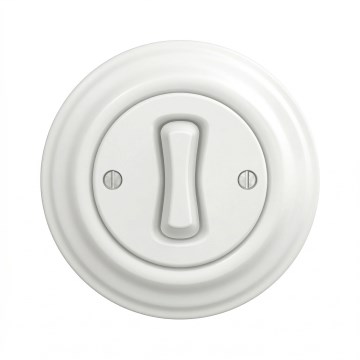 Kliklap - Retro trappenhuisschakelaar met frame nr. 6 in sneeuwwit