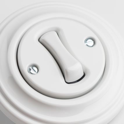 Kliklap - Retro trappenhuisschakelaar met frame nr. 6 in sneeuwwit