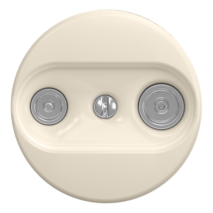 Kliklap - Retro TV- en radio-eindcontactdoos (zonder afdekraam) beige