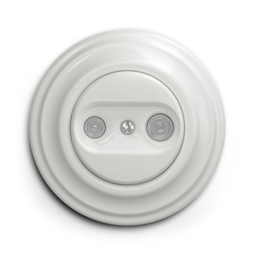 Kliklap - Retro TV+R-aansluiting (doorverbinding) met keramische rand, wit