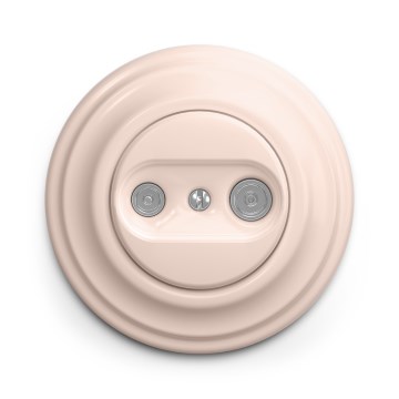 Kliklap - Retro TV+R-wandcontactdoos (doorverbonden) met afdekraam, oudroze