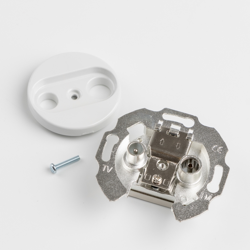 Kliklap - Retro TV-/radioaansluiting (doorlopend) met afdekraam in sneeuwwit