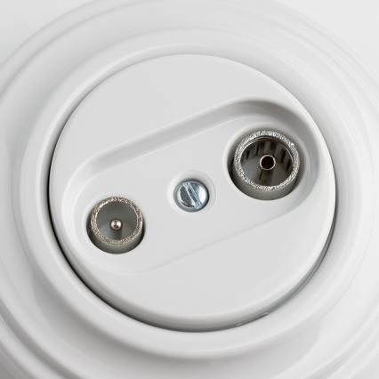 Kliklap - Retro TV-/radioaansluiting (doorlopend) met afdekraam in sneeuwwit