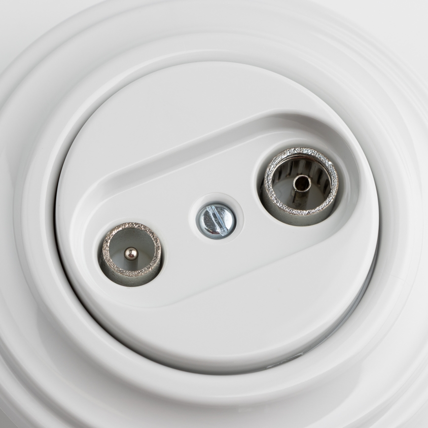 Kliklap - Retro TV-/radioaansluiting (doorlopend) met afdekraam in sneeuwwit